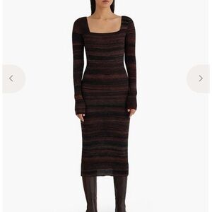 Long sleeve knit midi sweater dress